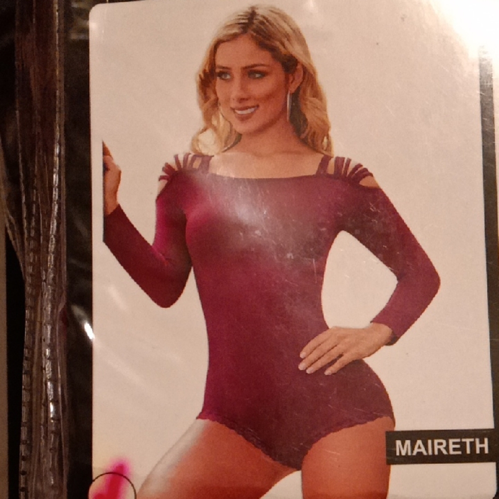 Women's Burgundy Long Sleeve Bodysuit